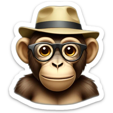 monkey with a bucket hat and glasses sticker