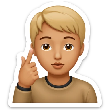 Person tapping thumb and index finger together with kissy face sticker