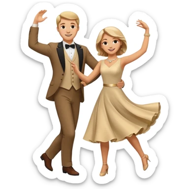 White Man and white woman dancing white sticker