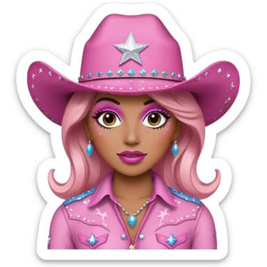 pink cowgirl glitter, drag sticker