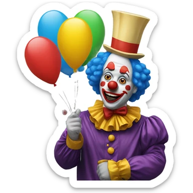 clown hold up wtf balloon sticker