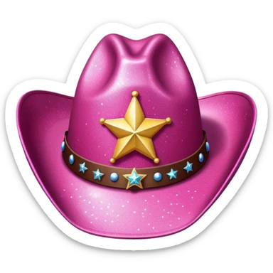pink glittery cowgirl hat whit sherif star sticker