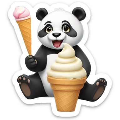 Panda eating ice cream sticker