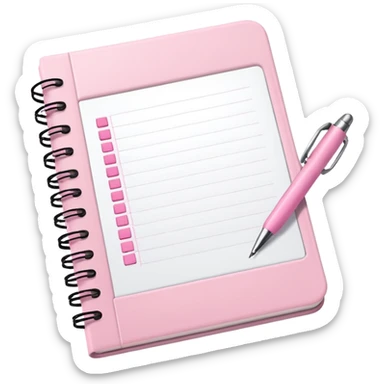 Light Pink Planner open notebook with pink pen sticker