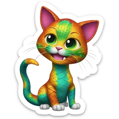 cat in a cute snake costume sticker