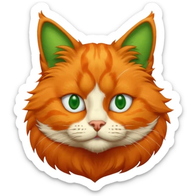 try orange cat missing his right eye and has a green left eye, with an orange patch of fur near his nose sticker
