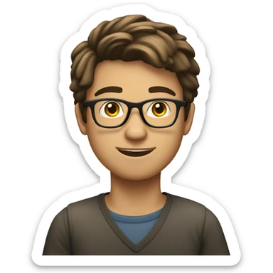 young man of about 20 years old, networker and trader with glasses sticker