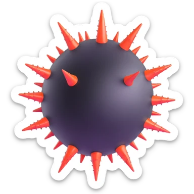 glossy virus with spikes similar to iOS emoji style sticker