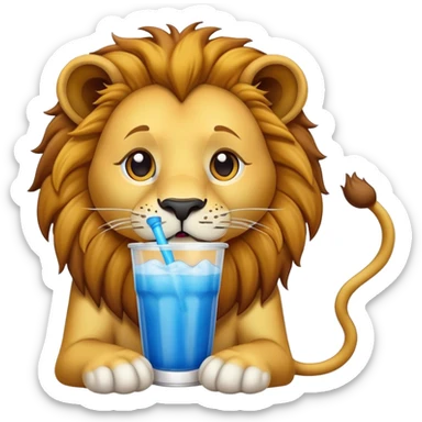 Lion drinking slushy  sticker