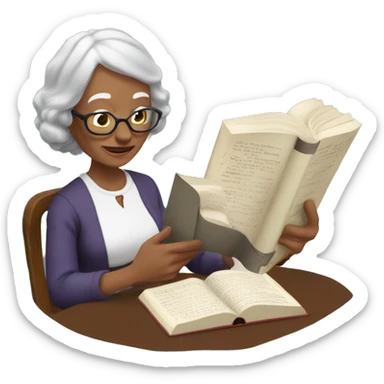 persona anciana conlntes y leyendo l bibl sticker