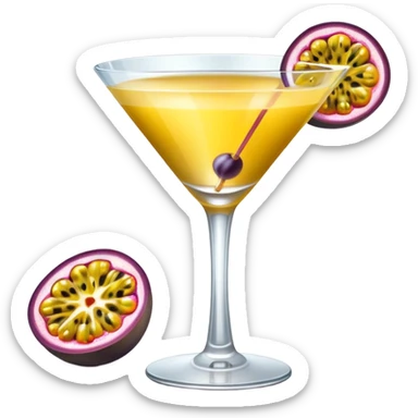 Passionfruit martini with half passionfruit sticker