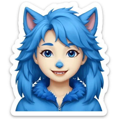 Blue colored wolf girl🐺  sticker