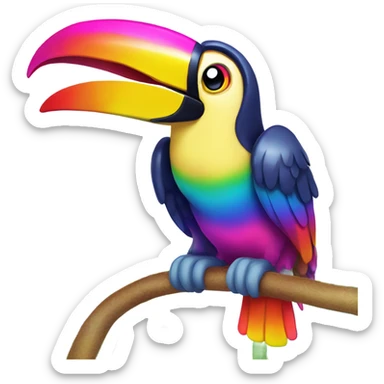 Lisa Frank rainbow toucan  sticker