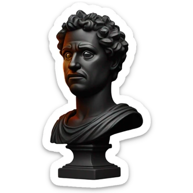 black iron roman bust on fire sticker