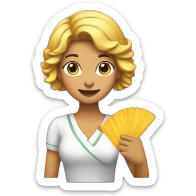 chica con abanico en la mano sticker