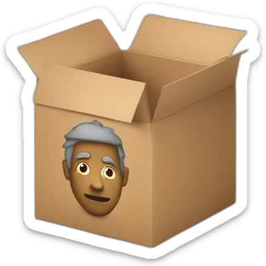 Homeless man in cardboard box sticker