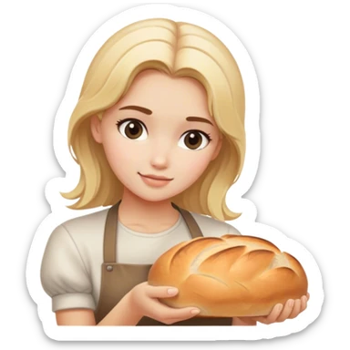 Blonde hair girl baking sourdough bread sticker