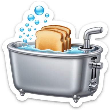 Toaster taking a bath sticker