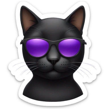 Black cat with purple sunglasses sticker