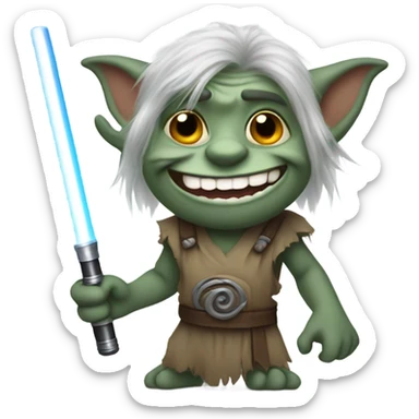 Troll emoji with a light saber sticker