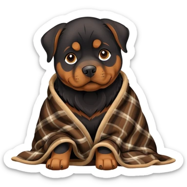 Rottweiler wearing a blanket  sticker