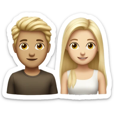 blonde girl and brunette boy sticker