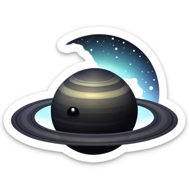 Black Saturn with white stars and aliens  sticker