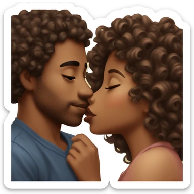 Me kissing my beautiful brown skin girlfriend with curly hair sticker