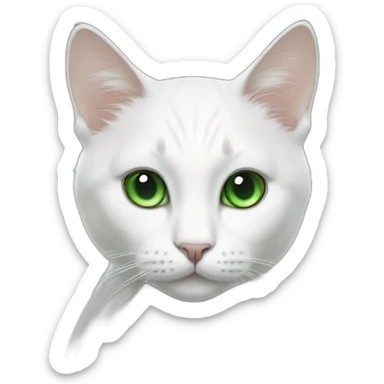 White cat with green eyes with black spot on forehead sticker