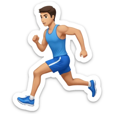 brunette fit man with blue shorts running very fast sticker