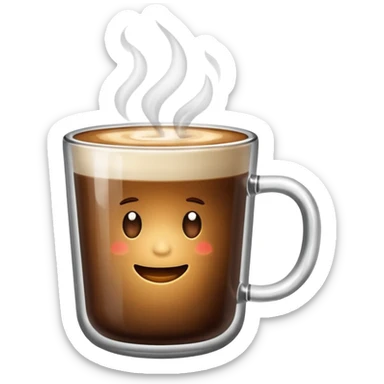 hot coffee in glass sticker