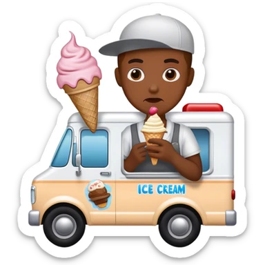 A criminal stealing from an ice cream truck sticker