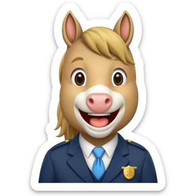 Laughing horse who is a smart bank clerk but laughing sticker