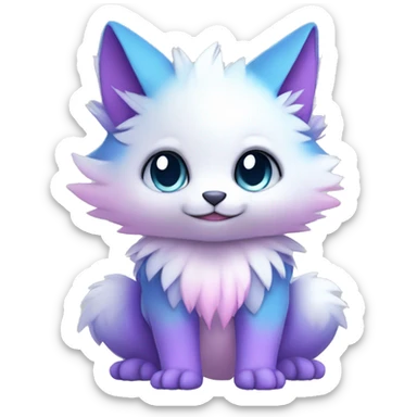Cute cool white blue purple pink animal hybrid Fakemon full body sticker