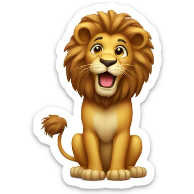 Lion blowing a kiss cartoon sticker