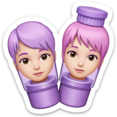 tubes of pastel pink and pastel lilac hair dye, with caps off sticker