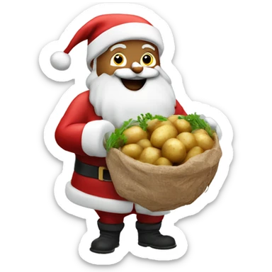 Happy Santa with potatoes and onions sticker