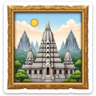 Cinematic Realistic Prambanan Temple Landmark Emoji, depicted as an ornate Hindu temple complex rendered with lifelike detail and dramatic, historical lighting. sticker