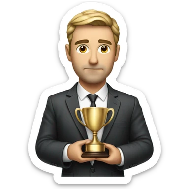 Photorealistic serious businessman with trophy in his hand sticker
