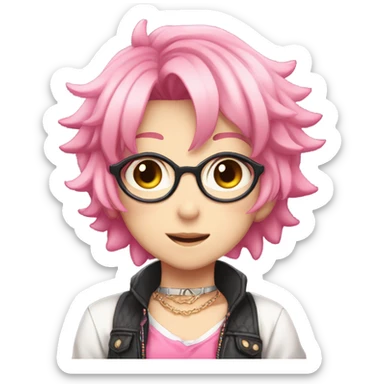 Astolfo femboy anime character with pink hair sticker