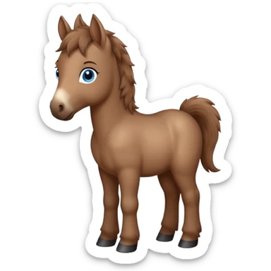 a standing foal horse with big blue eyes sticker