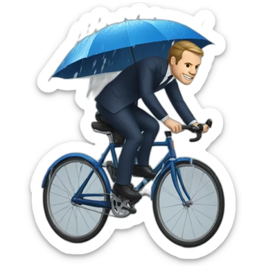 Macron on bicycle and it's raining sticker