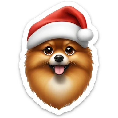 A red Pomeranian with Santa Claus hat sticker