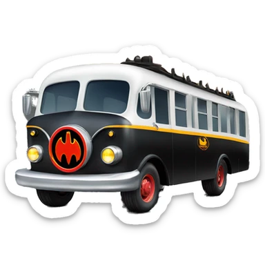 Side view shiny Batman’s black with vertical hot rod flames 1956 ghost busters accessorized school bus sticker