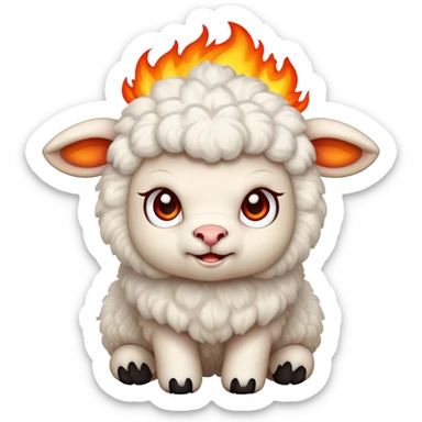 Angry baby lamb with fire  sticker