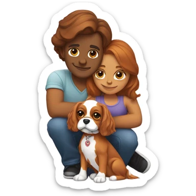 Lovers and cavalier dog sticker