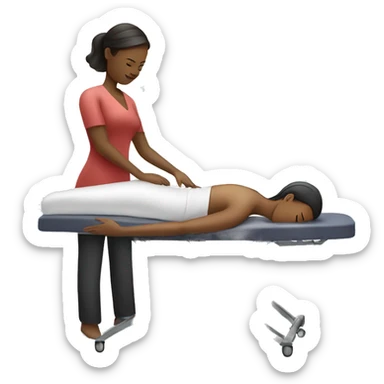 white female giving a professional massage with table sticker