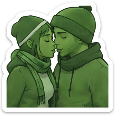 Boy making out with girl sticker