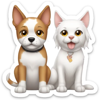 White Dog and calico cat besties  sticker