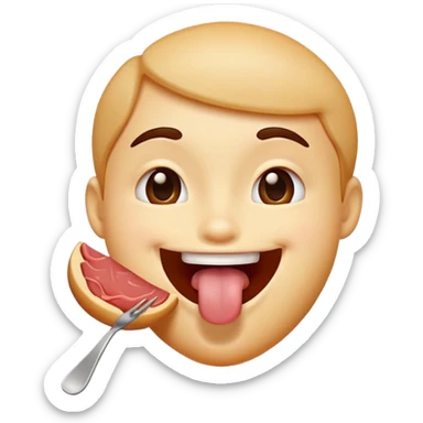 happy face with small tongue out tasting delicious food sticker